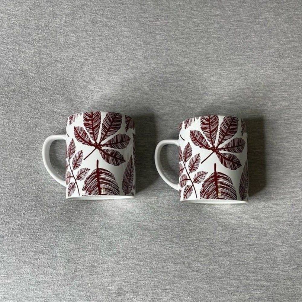 Macy’s The Cellar Harvest Leaves Stoneware Mugs 2 PCS. Set
